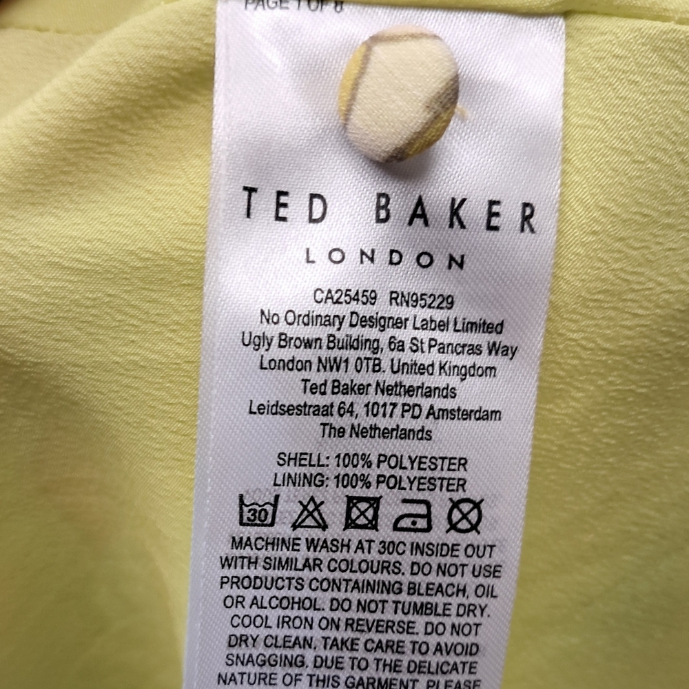 Ted Baker Puff Sleeve Floral Print Midi Tea Dress US Size 10 Ruffle Detail - Picture 9 of 10